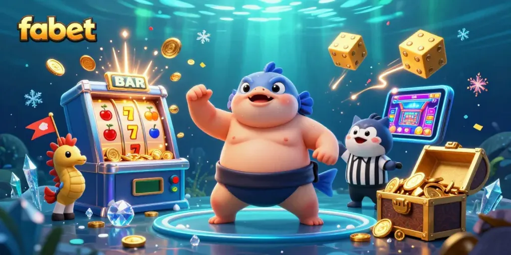 Play exciting slot games with fabet, as the fugu and catfish referee create a thrilling underwater atmosphere.