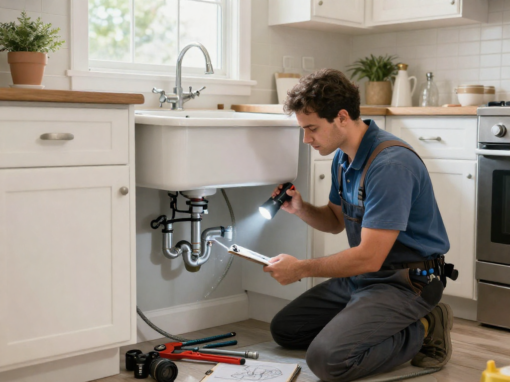 Dependable drain cleaning Fort Worth expert inspecting residential plumbing system.