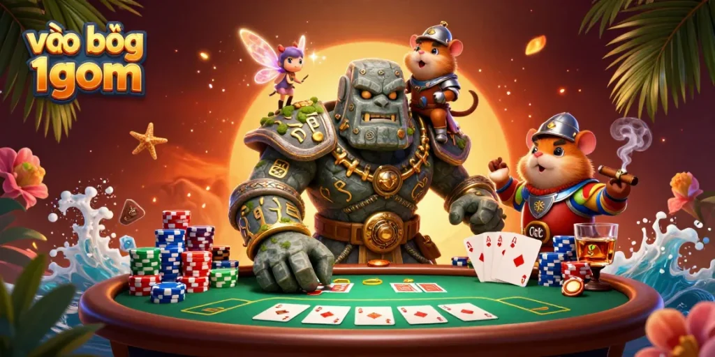 Experience thrilling action in the vibrant world of vào bóng 1gom with colorful poker elements.